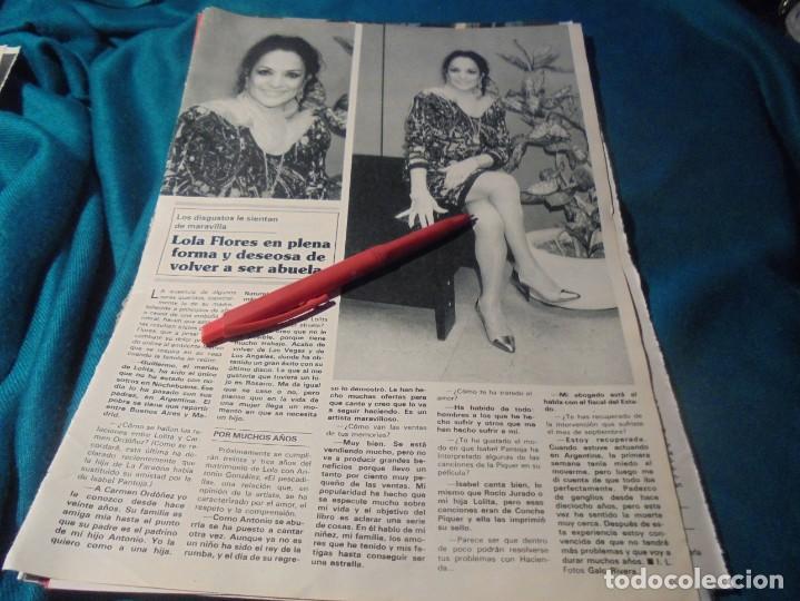 Coleccionismo de revistas y peri&oacute;dicos: RECORTE : LOLA FLORES EN PLENA FORMA. SEMANA, ENERO 1991(#)