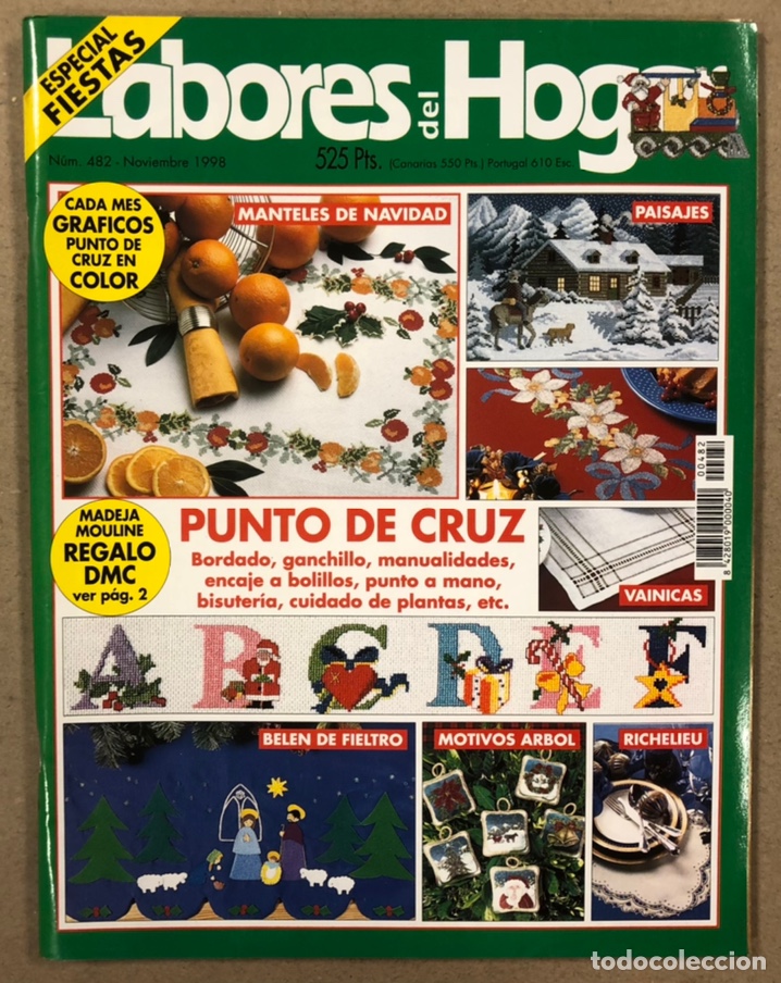 Colecionismo de Revistas e Jornais: LABORES DEL HOGAR N&deg; 482 (1998). PUNTO DE CRUZ, BELEN DE FIELTRO, MOTIVOS &Aacute;RBOL,...