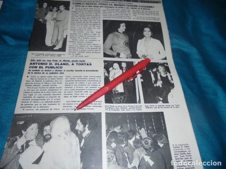 Coleccionismo de revistas y peri&oacute;dicos: RECORTE : CAMILO SESTO ESTA HARTO. SEMANA, JUNIO 1977 (#)