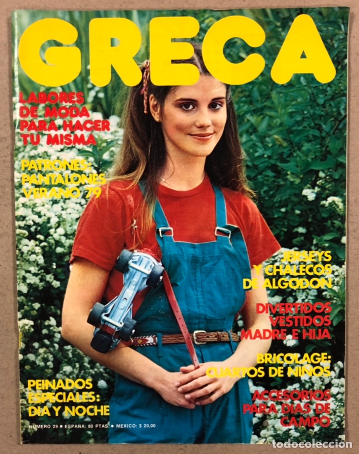 Colecionismo de Revistas e Jornais: GRECA N&deg; 29. JERSEYS Y CHALECOS DE ALGOD&Oacute;N, VESTIDOS DE MADRE E HIJA, INCLUYE PATRONES.