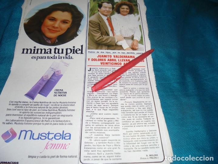 Coleccionismo de Revistas y Peri&oacute;dicos: RECORTE : JUANITO VALDERRAMA Y DOLORES ABRIL. SEMANA, MAYO 1983(#)