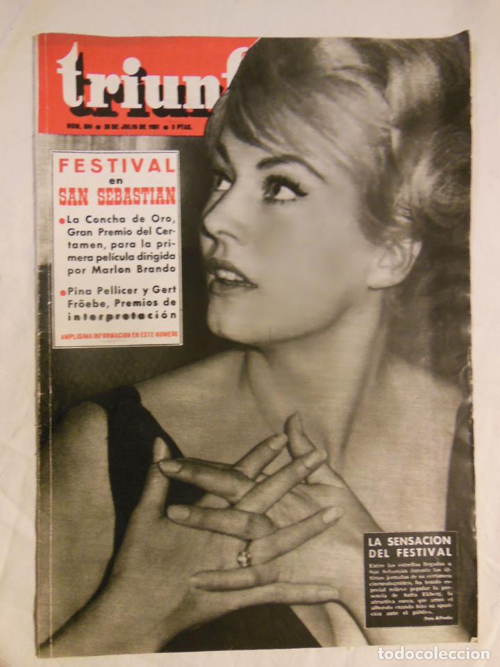 Coleccionismo de revistas y peri&oacute;dicos: TRIUNFO. Semanario Gr&aacute;fico A&ntilde;o XVI, N&uacute;m 804, 20 julio 1961. Portada Anita Ekberg.