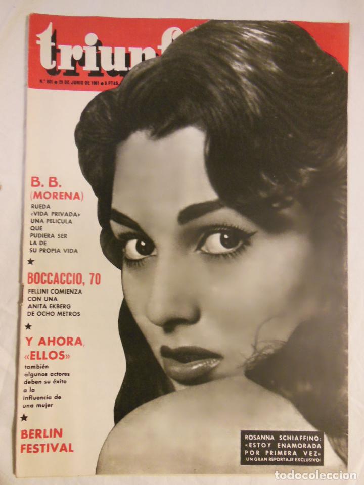 Coleccionismo de revistas y peri&oacute;dicos: TRIUNFO. Semanario Gr&aacute;fico A&ntilde;o XVI, N&uacute;m 801, 29 junio 1961. Portada Rosanna Schiaffino
