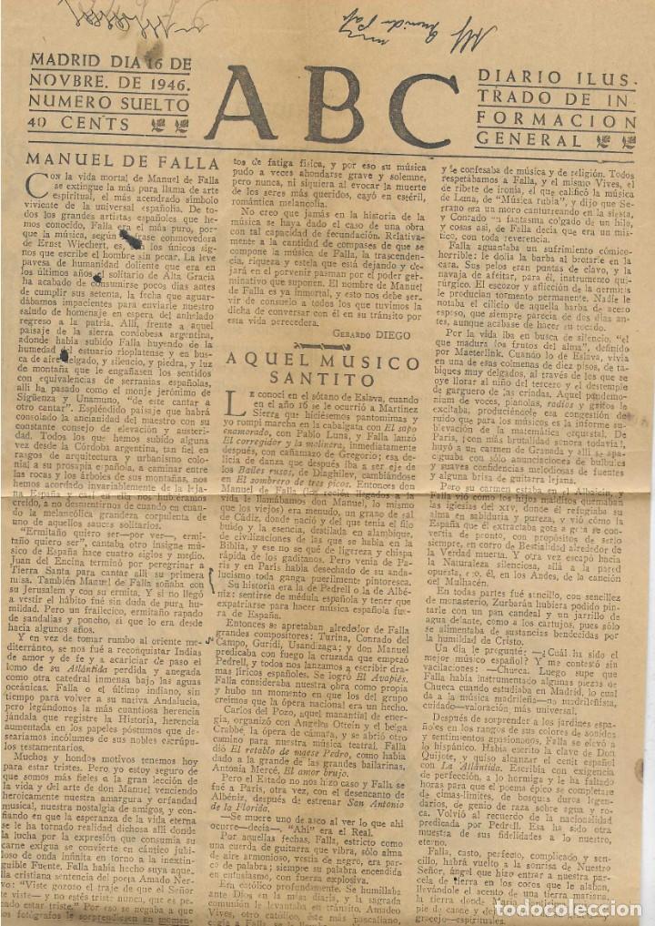 Coleccionismo de revistas y peri&oacute;dicos: MANUEL DE FALLA - GERARDO DIEGO / TOM&Aacute;S BORR&Aacute;S. 1946