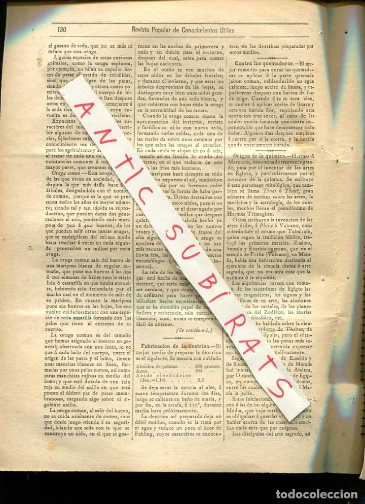 Coleccionismo de Revistas y Peri&oacute;dicos: REVISTA A&Ntilde; 1889 ORIGEN DE LA QUIMICA DEXTRINA ORUGAS TORRE EIFFEL LA MADRILE&Ntilde;A NAIPES MIERES AURRERA