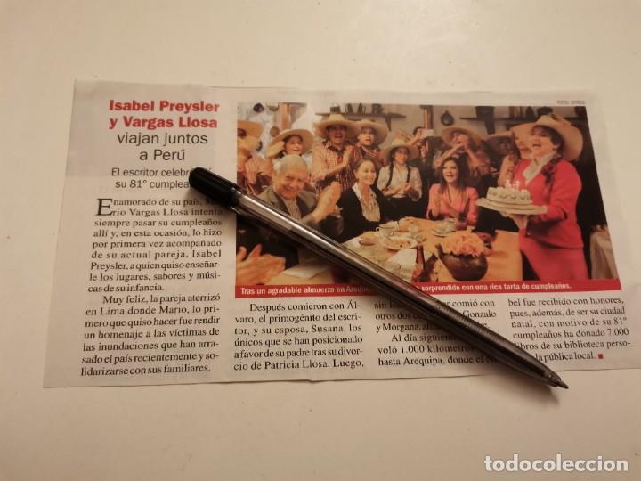 Coleccionismo de Revistas y Peri&oacute;dicos: ISABEL PREYSLER Y VARGAS LLOSA RECORTE REVISTA 2017