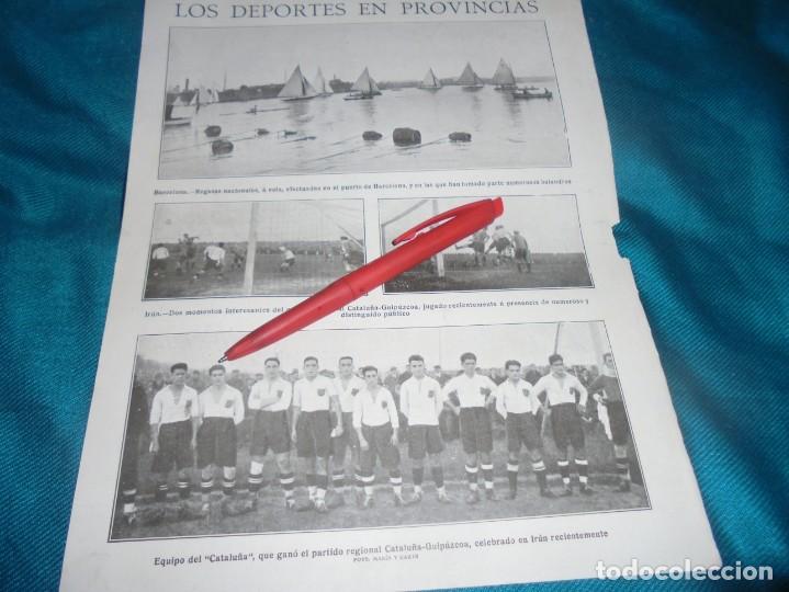 Coleccionismo de Revistas y Peri&oacute;dicos: RECORTE: REGATAS EN EL PUERTO DE BARCELONA. EQUIPO FUTBOL, EL CATALU&Ntilde;A. MUNDO GRAFICO, NVMBRE 1922