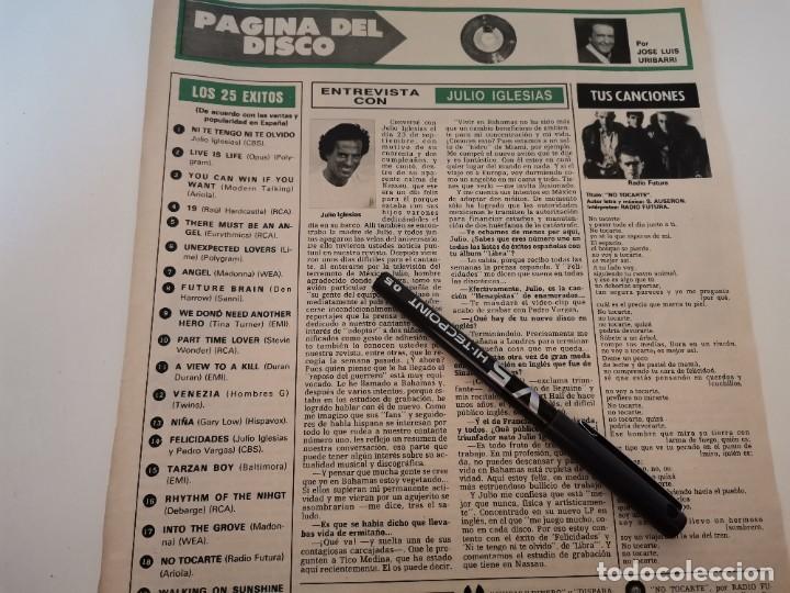 Coleccionismo de Revistas y Peri&oacute;dicos: ENTREVISTA JULIO IGLESIAS Y GRUPO RADIO FUTURA RECORTE REVISTA 1985
