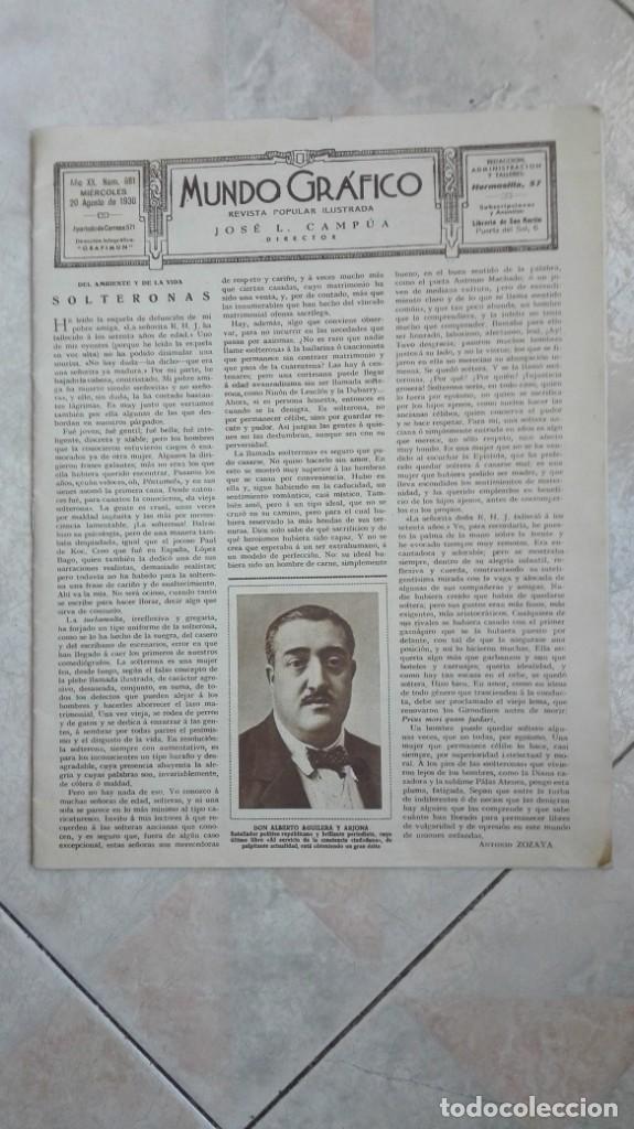 Coleccionismo de Revistas y Peri&oacute;dicos: Mundo gr&aacute;fico revista popular ilustrada mi&eacute;rcoles 20 de agosto de 1930
