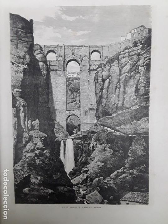 Coleccionismo de revistas y peri&oacute;dicos: PUENTE SOBRE EL TAJO RONDA HOJA REVISTA A&Ntilde;O 1882