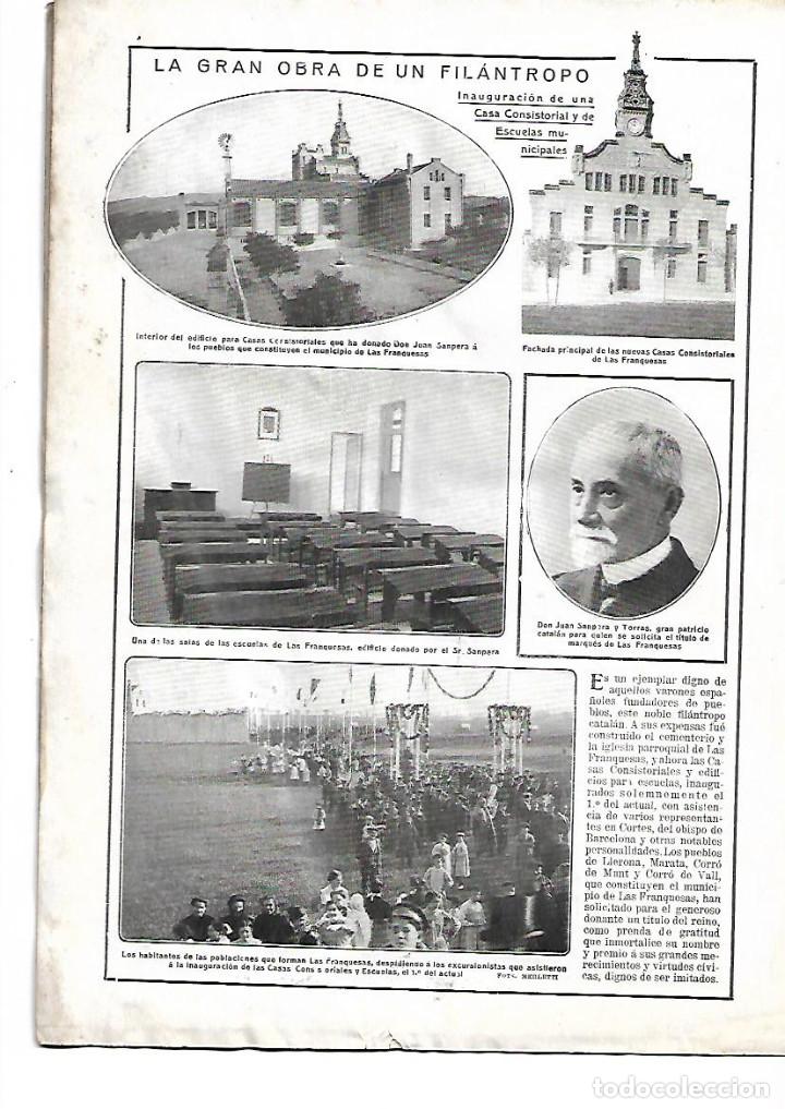 Colecionismo de Revistas e Jornais: 1912 LES FRANQUESES ESCUELA SAMPERA TORRAS CAFE MONOPOL ST BAUDILI MUSICO AMBULANTE RONDA URBANIZACI