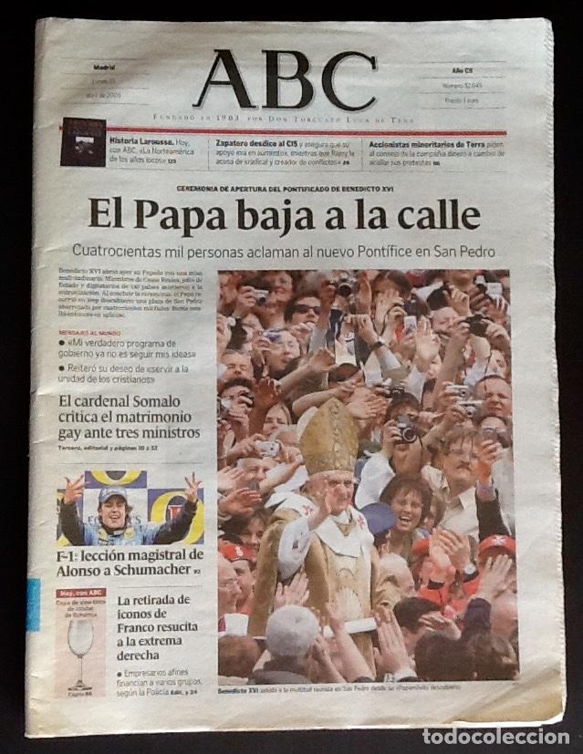 Coleccionismo de Revistas y Peri&oacute;dicos: DIARIO - ABC 2005 - EL PAPA BAJA A LA ACALLE. ... ENVIO INCLUIDO.