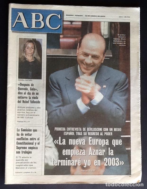 Coleccionismo de Revistas y Peri&oacute;dicos: DIARIO - ABC 2002. BERLUSCONI-AZNAR.... ENVIO INCLUIDO.
