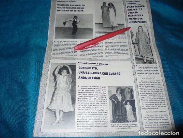 Coleccionismo de revistas y peri&oacute;dicos: RECORTE : LOLA FLORES, SE DESPIDE DEL PUBLICO DE MADRID. SEMANA, NVMBRE 1977 (#)