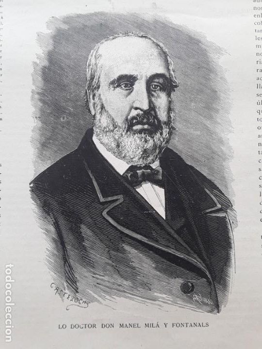 Colecionismo de Revistas e Jornais: MANUEL MILA Y FONTANALS ESCRPTOR FILOLEG ERUDIT / ANADA Y TORNADA MERCAT DIBUIX J.PAHISSA A&Ntilde;O 1882