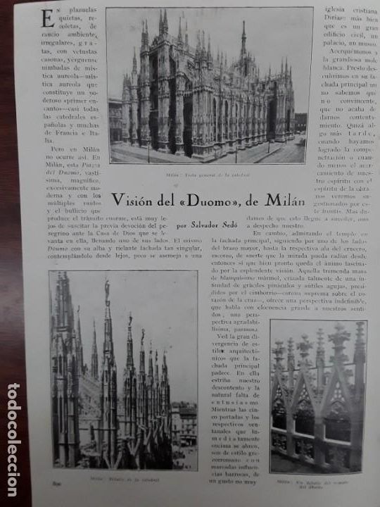Collection Magazines and Newspapers: DUOMO MILAN LA RODA MARQUESA VILLALEAL VIRGEN DE LA PAZ LINEA AUTOMOVILES GIJON LA CORU&Ntilde;A A&Ntilde;O 1928