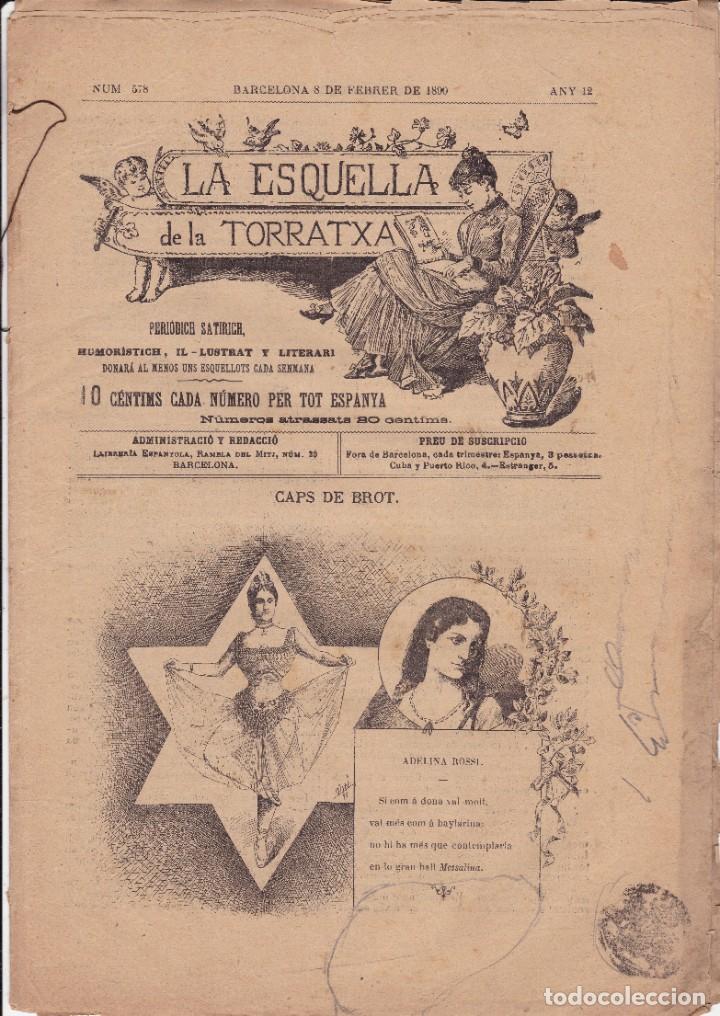 Coleccionismo de revistas y peri&oacute;dicos: La Esquella de la Torratxa n&ordm; 578 any 1890 Barcelona Periodich Sat&iacute;rich Adelina Rossi bailarina