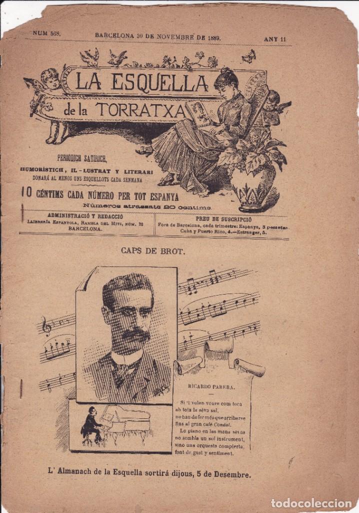 Coleccionismo de revistas y peri&oacute;dicos: La Esquella de la Torratxa n&ordm; 568 any 1899 periodich Sat&iacute;rich Ricardo Pareda Pianista