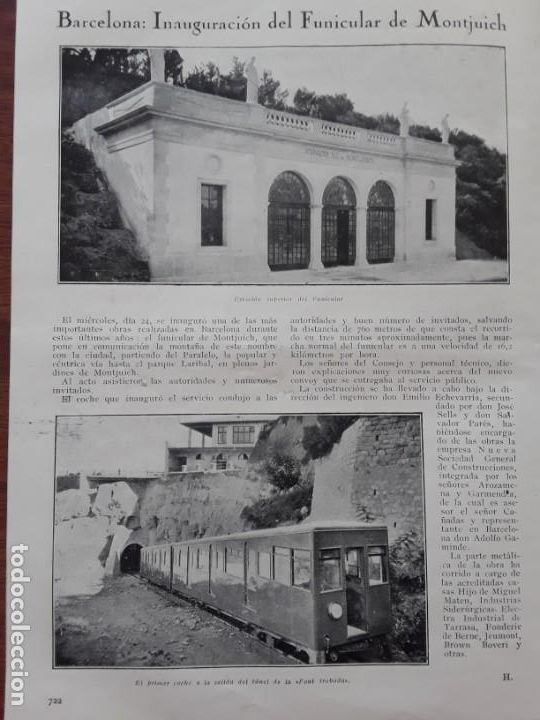 Collezionismo di Riviste e Giornali: INAGURACION FUNICULAR MONTJUICH CASTILLO MOTA MEDINA CAMPO CONDE ZEPPELIN MARINO VALENCIA CORU&Ntilde;A