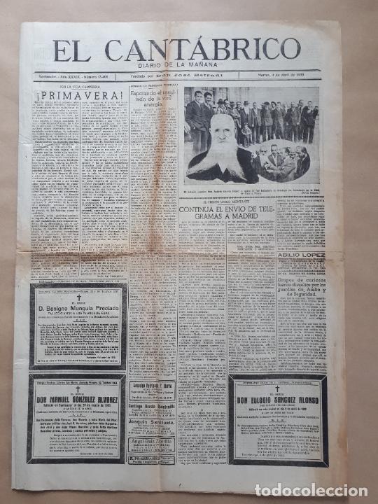 Collectionnisme de Revues et Journaux: Diario El Cant&aacute;brico - Santander, 4 de Abril de 1933 - P&aacute;gina rota.