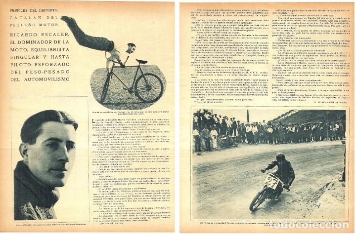 Coleccionismo de revistas y peri&oacute;dicos: 1925 HOJAS REVISTA PILOTO CATAL&Aacute;N MOTOCICLISMO Y EQUILIBRISTA RICARDO ESCALER BARCELONA LA RABASSADA