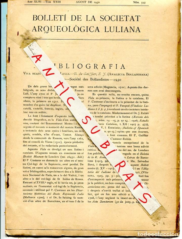 Coleccionismo de Revistas y Peri&oacute;dicos: BOLETIN 1930 RAMON LLULL ARTA SAN SALVADOR ORDEN MILITAR DE SAN JUAN RAFAEL NICOLAS COTONER OLEZA