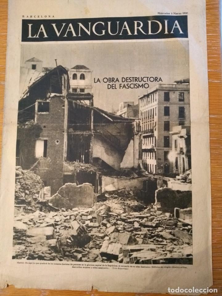 Coleccionismo de revistas y peri&oacute;dicos: La Vanguardia 4 pags Barcelona guerra civil obra destructora del fascismo en homenaje a Madrid
