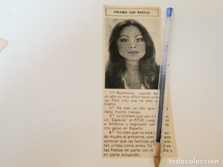 Coleccionismo de Revistas y Peri&oacute;dicos: PALOMA SAN BASILIO RECORTE REVISTA 1977