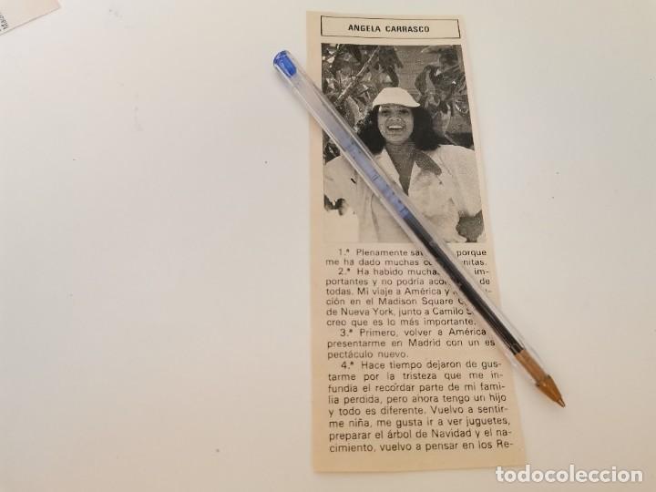 Coleccionismo de Revistas y Peri&oacute;dicos: ANGELA CARRASCO REVERSO MIGUEL BOSE RECORTE REVISTA 1977