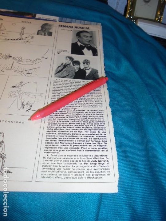 Coleccionismo de Revistas y Peri&oacute;dicos: RECORTE : LIZA MINNELLI Y LOS PET SHOP BOYS. PEDRO VARGAS. SEMANA, NVMBRE 1989 (#)