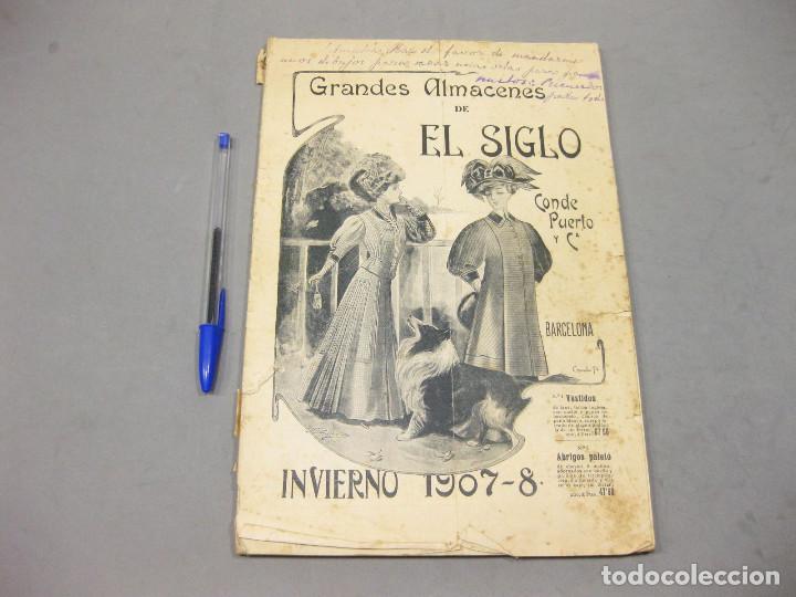 Coleccionismo de revistas y peri&oacute;dicos: Cat&aacute;logo Almacenes El Siglo. Conde Puerto y Cia. Barcelona. 1907. Modas, Juguetes, Relojes, etc.