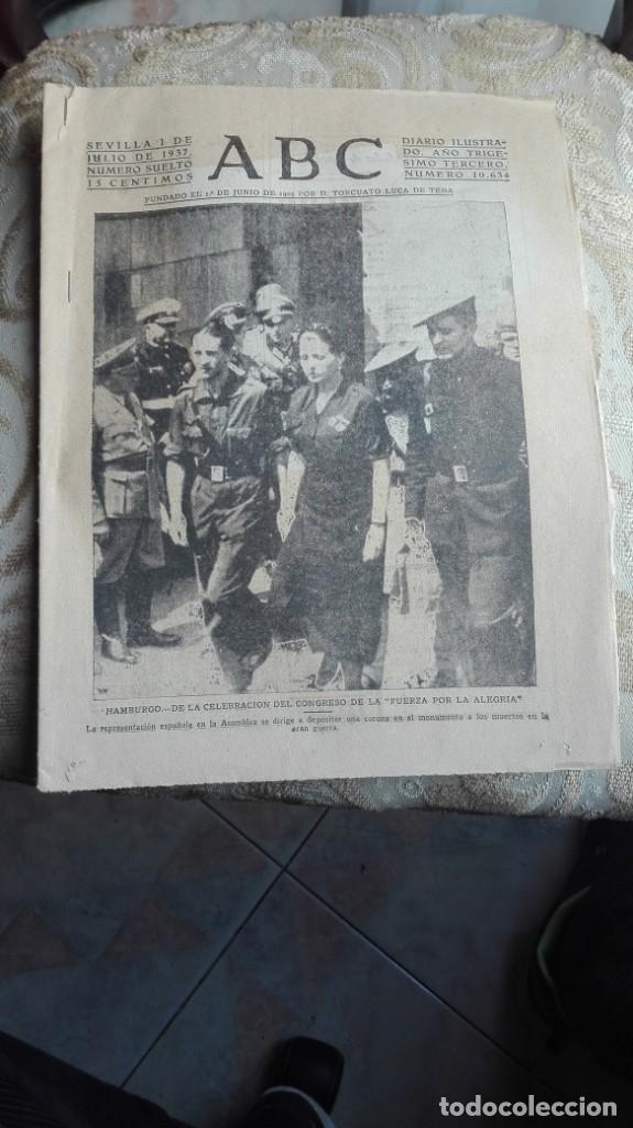 Coleccionismo de Revistas y Peri&oacute;dicos: ABC SEVILLA 1 de julio de 1937 n&uacute;mero 10634