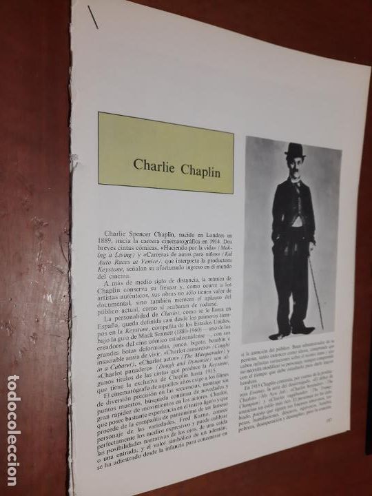 Coleccionismo de Revistas y Peri&oacute;dicos: CHARLIE CHAPLIN. 6 P&Aacute;GINAS. ARTICULO EXTRAIDO DE UNA REVISTA. BUEN ESTADO.