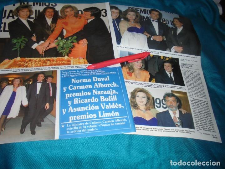 Coleccionismo de Revistas y Peri&oacute;dicos: RECORTE : NORMA DUVAL Y ROCIO DURCAL, EN LOS PREMIOS NARANJA. SEMANA, MARZO 1994(#)