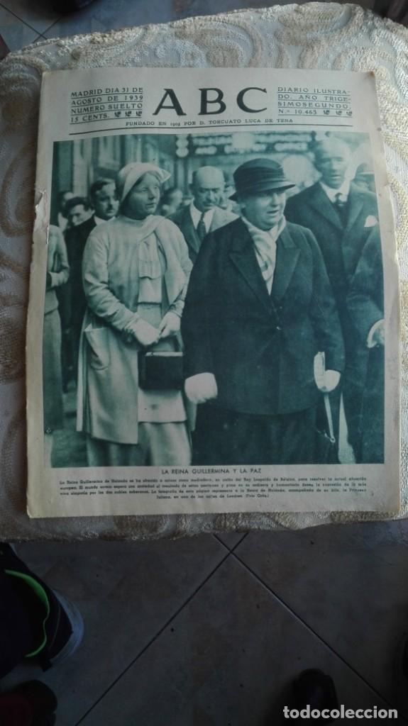 Coleccionismo de Revistas y Peri&oacute;dicos: ABC MADRID d&iacute;a 31 de agosto de 1939 n&uacute;mero 10463