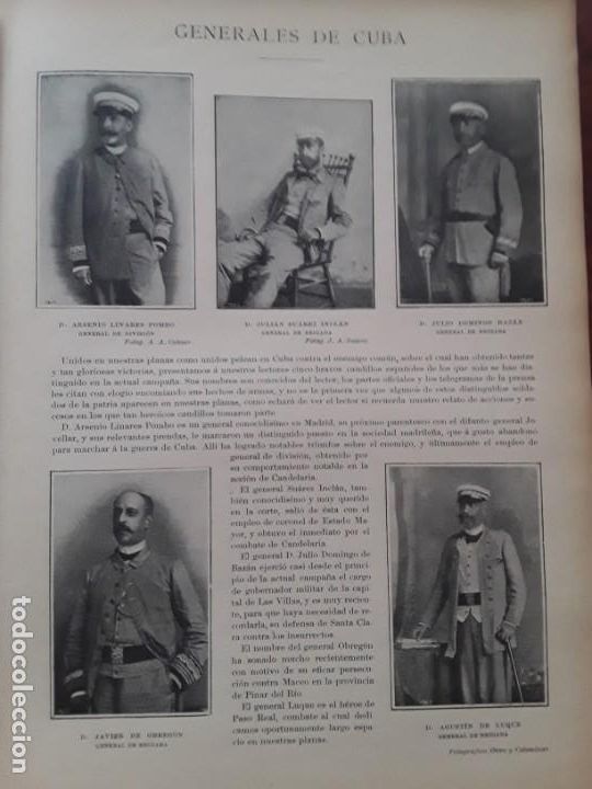 Coleccionismo de Revistas y Peri&oacute;dicos: GENERALES DE CUBA DIVISION BRIGADA POETA DE LOS CANTARES RAMON A.URBANO REVISTA A&Ntilde;O 1896