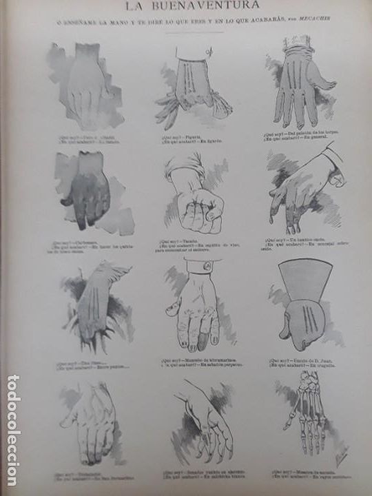 Coleccionismo de Revistas y Peri&oacute;dicos: LA BUENAVENTURA ENSE&Ntilde;AME LA MANO Y TE DIRE LO QUE ERES Y EN LO QUE ACABARAS HOJA REVISTA A&Ntilde;O 1896