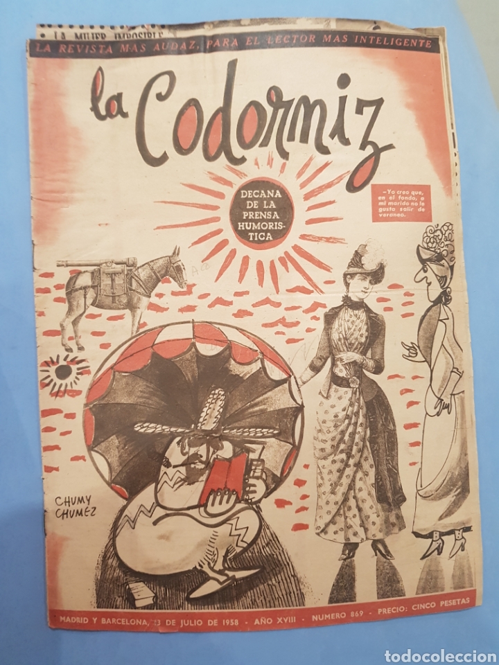 Coleccionismo de Revistas y Peri&oacute;dicos: La Codorniz, Revista Humor&iacute;stica, n&deg;869,Julio 1958
