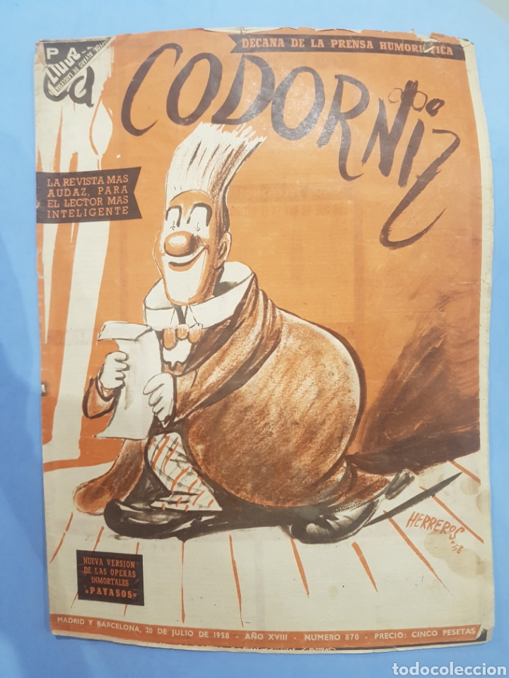 Coleccionismo de Revistas y Peri&oacute;dicos: La.Codorniz ,Revista Humor&iacute;stica, n&deg;870,Julio a&ntilde;o 1958