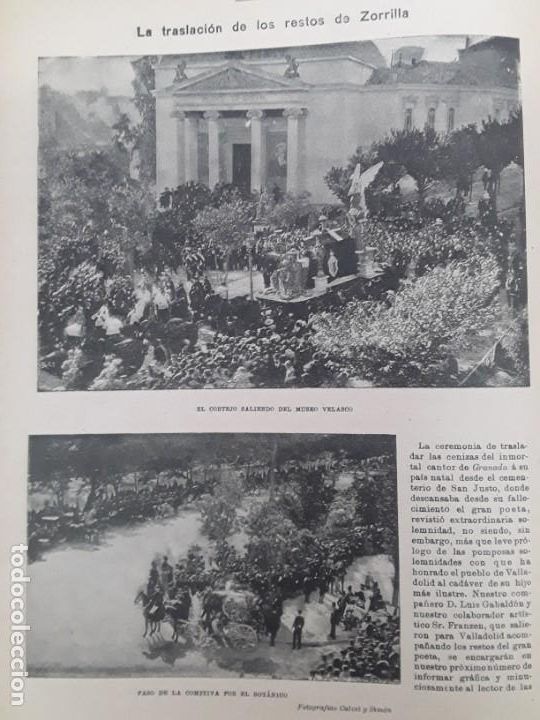 Colecionismo de Revistas e Jornais: TRASLACION RESTOS ZORRILLA VALLADOLID ROGATIVA DE PENITENCIA PETICON LLUVIA Y PAZ EN CUBA A&Ntilde;O 1896