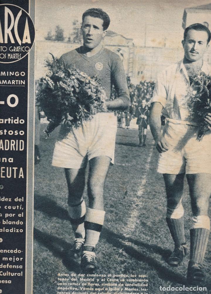 Coleccionismo de revistas y peri&oacute;dicos: Marca n&ordm; 6 Madrid 1942 partido amistoso Madrid gana al Ceuta Rugby EL madrid gana al S..E.U