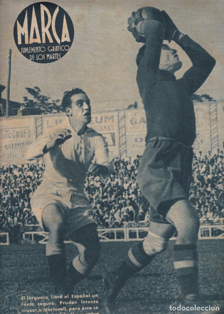 Coleccionismo de revistas y peri&oacute;dicos: Marca n&ordm; 25 Madrid 1943 El Madrid y el Espa&ntilde;ol empatan Atl&eacute;tico aviaci&oacute;n empata con la Real Sociedad