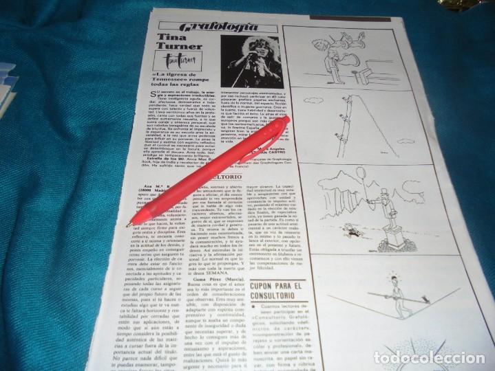 Coleccionismo de revistas y peri&oacute;dicos: RECORTE : TINA TURNER, GRAFOLOGIA. SEMANA, ENERO 1987(#)