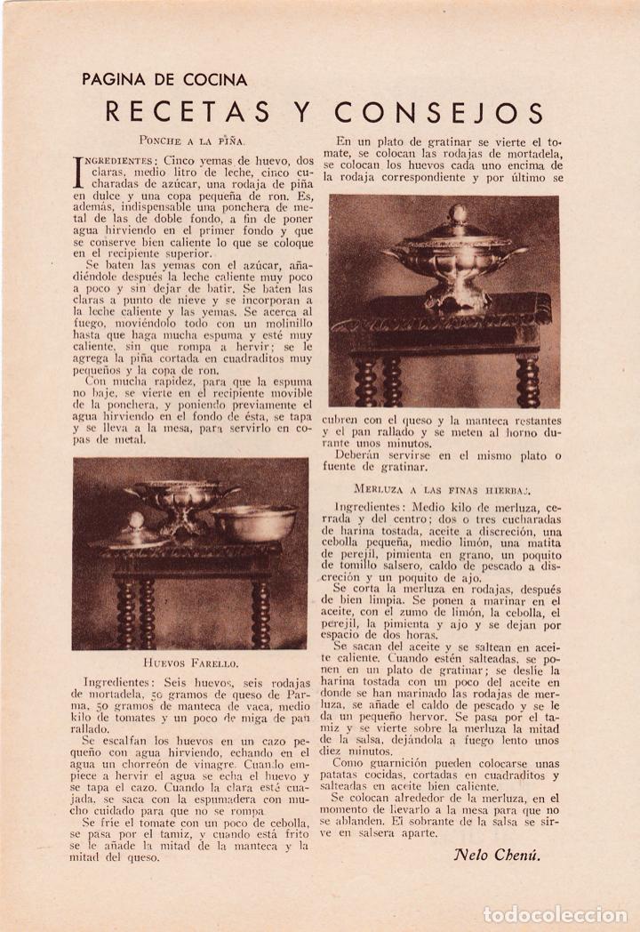 Coleccionismo de revistas y peri&oacute;dicos: * RECETAS * P&aacute;gina de cocina / Nelo Chen&uacute; -1931