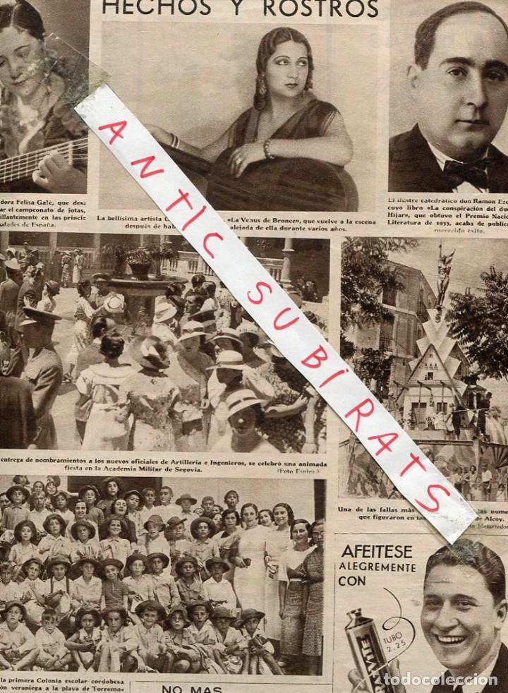 Coleccionismo de Revistas y Peri&oacute;dicos: REVISTA A&Ntilde;O 1934 CANTANTE GUITARRISTA DE JOTAS FELISA GALE VERANEANTES EN TORREMOLINOS FALLAS ALCOY