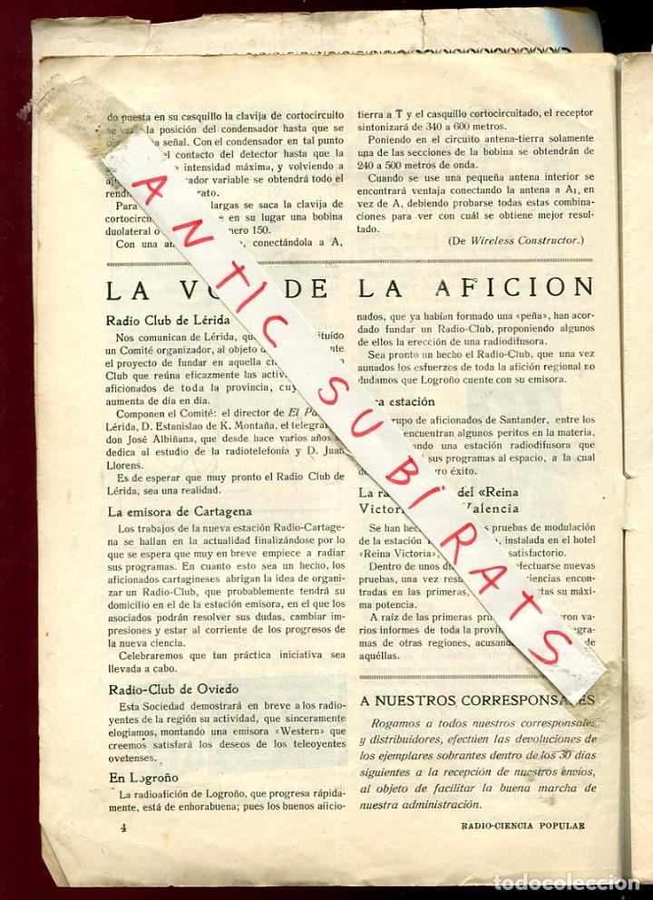 Collectionnisme de Revues et Journaux: REVISTA RADIO CIENCIA A&Ntilde;O 1925 RADIO CLUB LERIDA CARTAGENA OVIEDO LOGRO&Ntilde;O VALENCIA