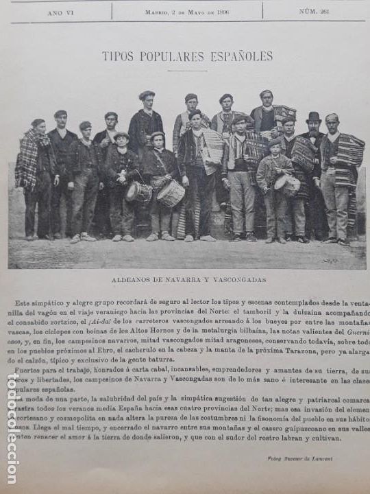 Collezionismo di Riviste e Giornali: ALDEANOS DE NAVARRA Y VASCONGADAS CUBA ACCION POTRERO RICO ESCUADRON GALICIA REVISTA A&Ntilde;O 1896