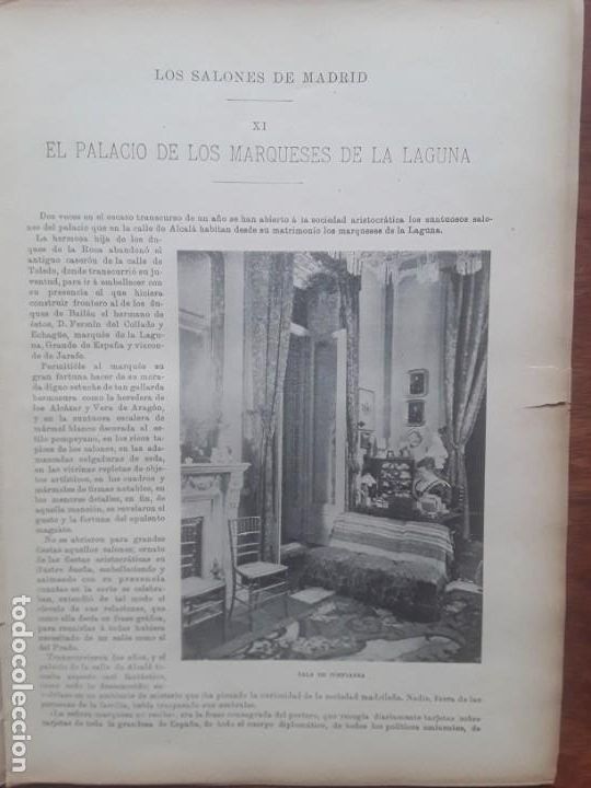 Colecionismo de Revistas e Jornais: EL PALACIO DE LOS MARQUESES DE LA LAGUNA MADRID CALLE ALCALA REVISTA A&Ntilde;O 1896