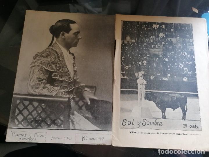 Coleccionismo de revistas y peri&oacute;dicos: SOL Y SOMBRA , Y PALMA Y PITOS 1908 Y 1914 REVISTAS TAURINAS
