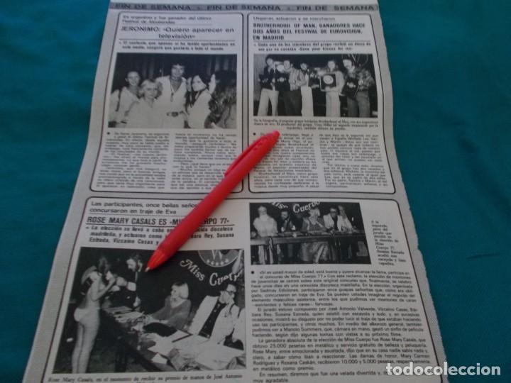 Collection Magazines and Newspapers: RECORTE : ROSE MARY CASALS, MISS CUERPO 77. BROTHERHOOD OF MAN. SEMANA, OCTBRE 1977(#)